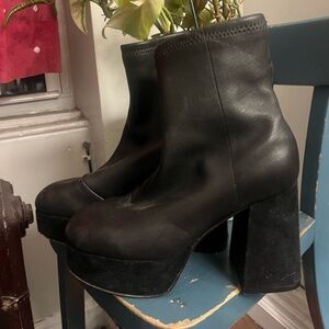 Opening Ceremony Black Leather Carmen Platform Boots